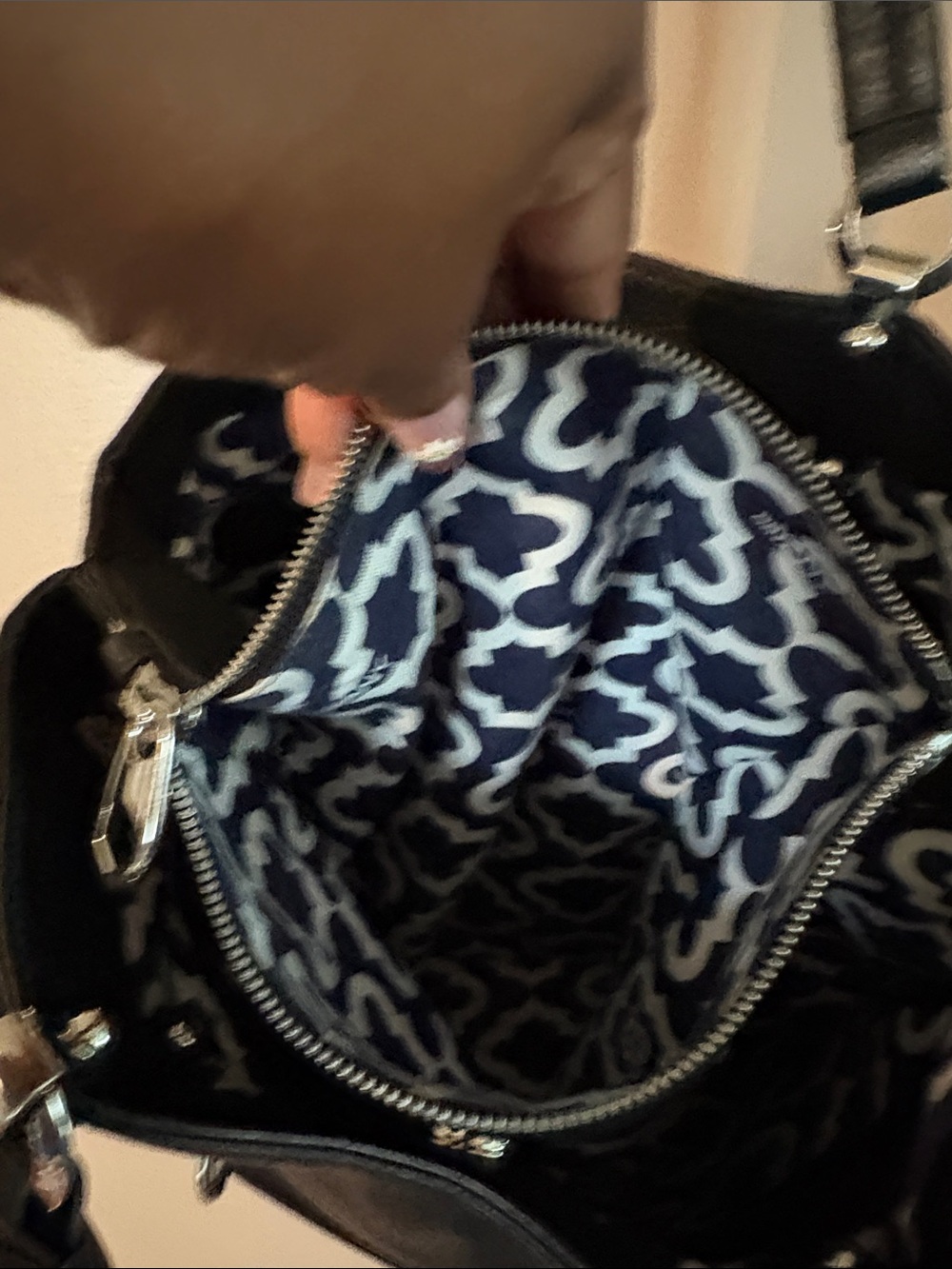 orYANY Black Quilted Leather Chevron Tote with Silver Hardware - Picture 8 of 9